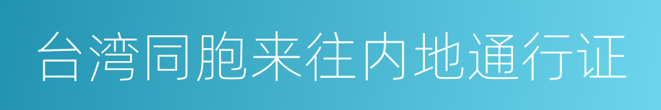 台湾同胞来往内地通行证的同义词