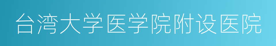 台湾大学医学院附设医院的同义词