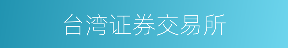 台湾证券交易所的同义词