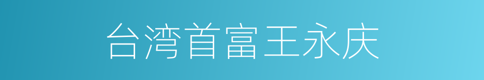 台湾首富王永庆的同义词