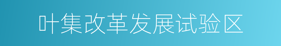 叶集改革发展试验区的同义词