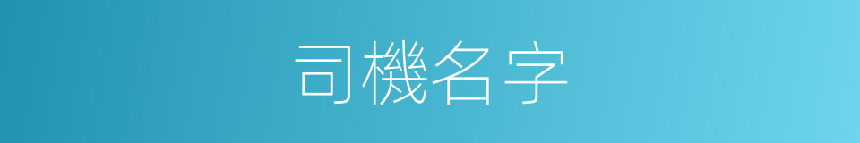 司機名字的同義詞
