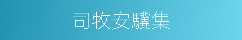 司牧安驥集的同義詞