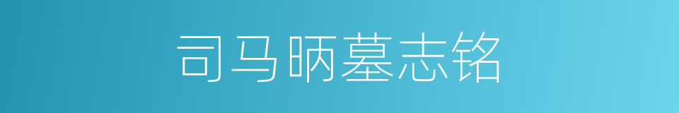 司马昞墓志铭的同义词