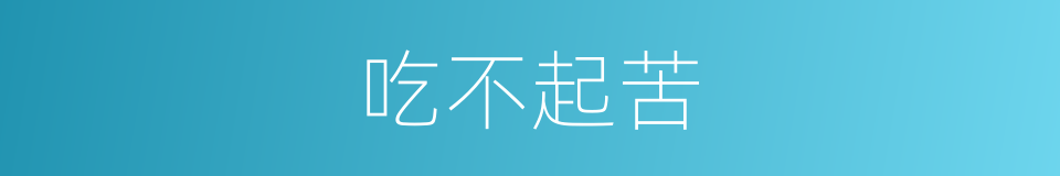 吃不起苦的意思