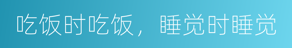 吃饭时吃饭，睡觉时睡觉的同义词