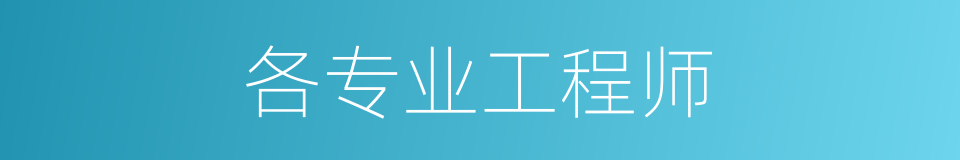 各专业工程师的同义词