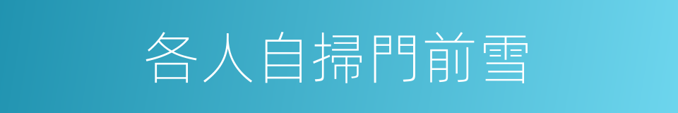 各人自掃門前雪的意思