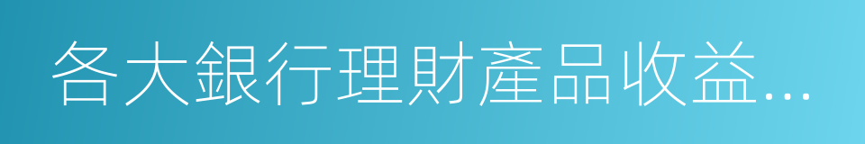 各大銀行理財產品收益排名的同義詞