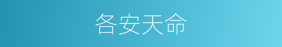 各安天命的意思