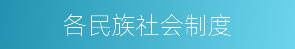 各民族社会制度的同义词