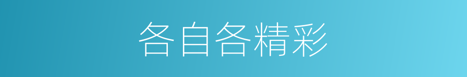 各自各精彩的同义词