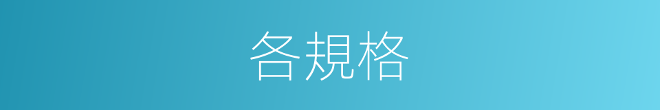 各規格的同義詞