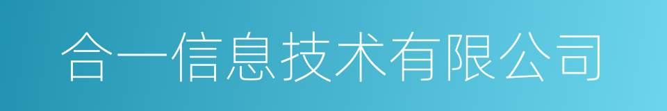 合一信息技术有限公司的同义词