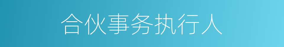 合伙事务执行人的同义词