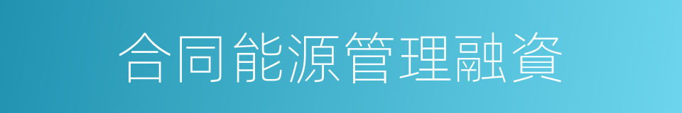 合同能源管理融資的同義詞