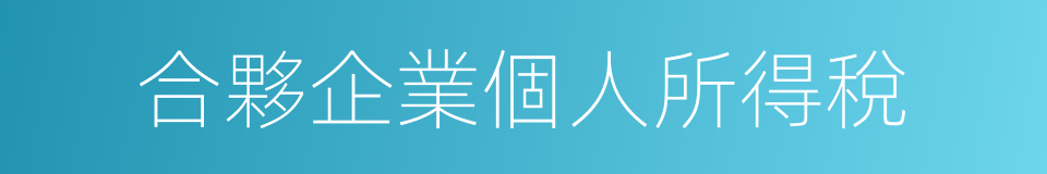 合夥企業個人所得稅的同義詞