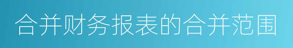 合并财务报表的合并范围的同义词