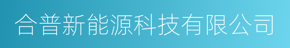 合普新能源科技有限公司的同义词