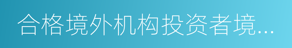 合格境外机构投资者境内证券投资管理办法的同义词