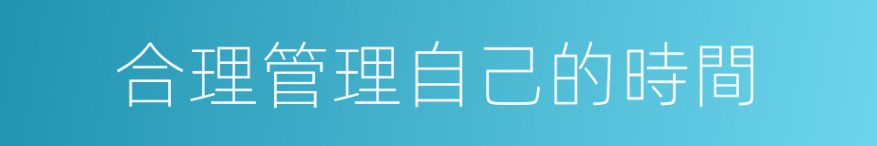 合理管理自己的時間的同義詞