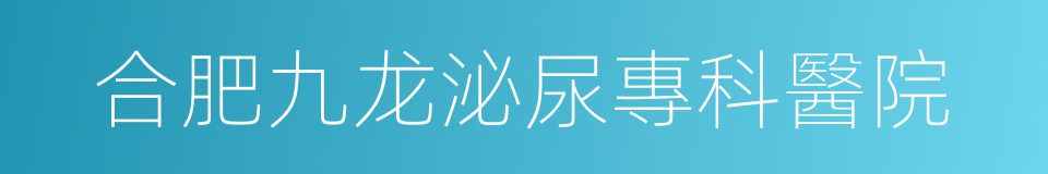 合肥九龙泌尿專科醫院的同義詞
