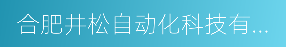 合肥井松自动化科技有限公司的同义词