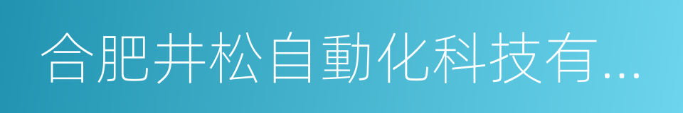 合肥井松自動化科技有限公司的同義詞