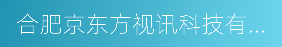 合肥京东方视讯科技有限公司的同义词