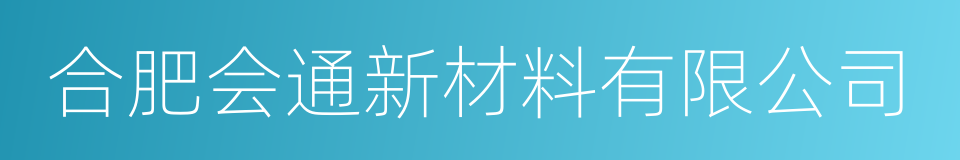 合肥会通新材料有限公司的同义词