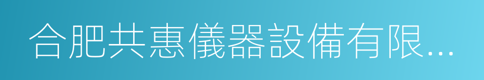 合肥共惠儀器設備有限公司的同義詞