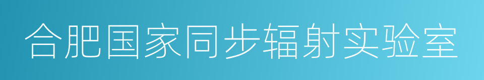 合肥国家同步辐射实验室的同义词