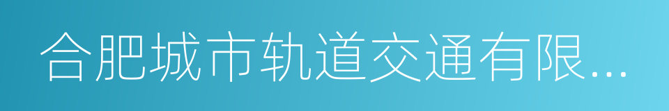 合肥城市轨道交通有限公司的同义词