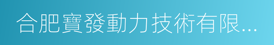 合肥寶發動力技術有限公司的同義詞