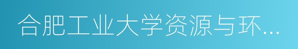 合肥工业大学资源与环境工程学院的同义词