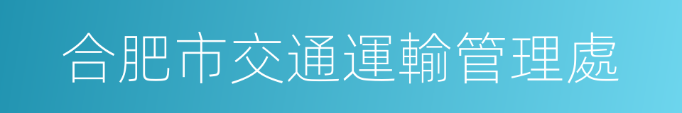 合肥市交通運輸管理處的同義詞