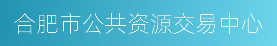 合肥市公共资源交易中心的同义词