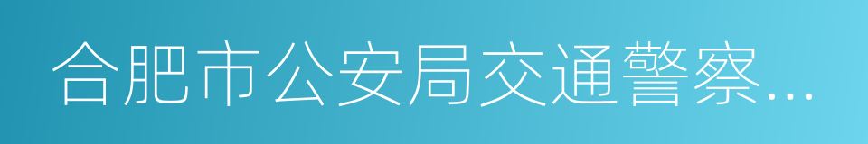 合肥市公安局交通警察支隊的同義詞