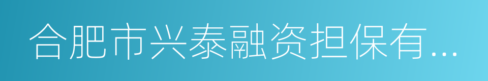 合肥市兴泰融资担保有限公司的同义词