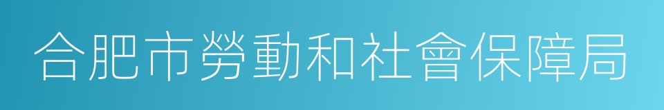 合肥市勞動和社會保障局的同義詞