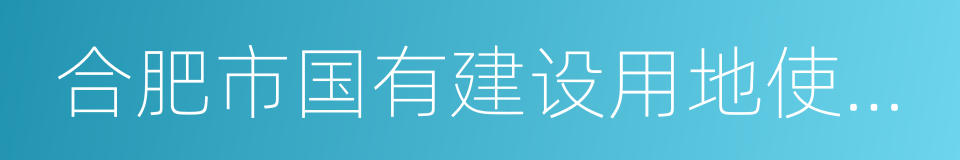 合肥市国有建设用地使用权出让公告的同义词