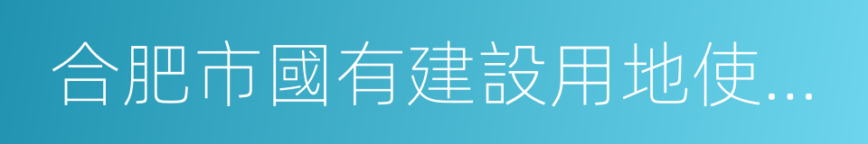 合肥市國有建設用地使用權出讓公告的同義詞