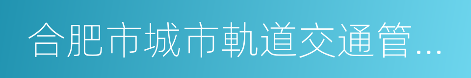 合肥市城市軌道交通管理辦法的同義詞