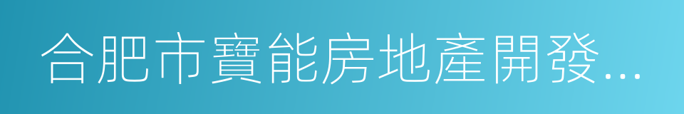 合肥市寶能房地產開發有限公司的同義詞