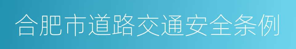 合肥市道路交通安全条例的同义词