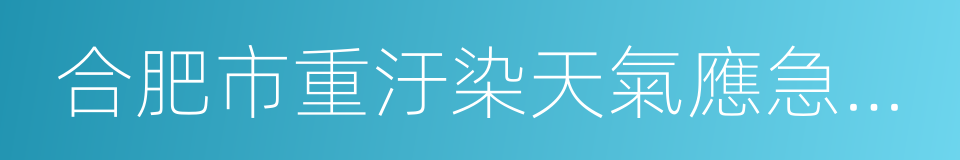 合肥市重汙染天氣應急預案的同義詞