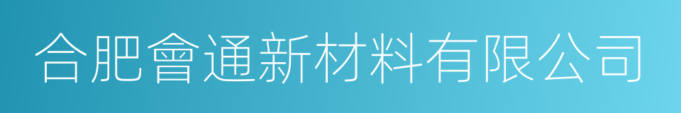 合肥會通新材料有限公司的同義詞