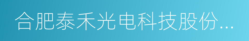 合肥泰禾光电科技股份有限公司的同义词