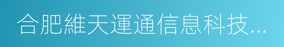 合肥維天運通信息科技股份有限公司的同義詞