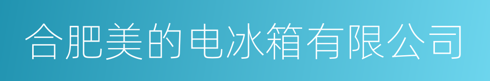 合肥美的电冰箱有限公司的同义词